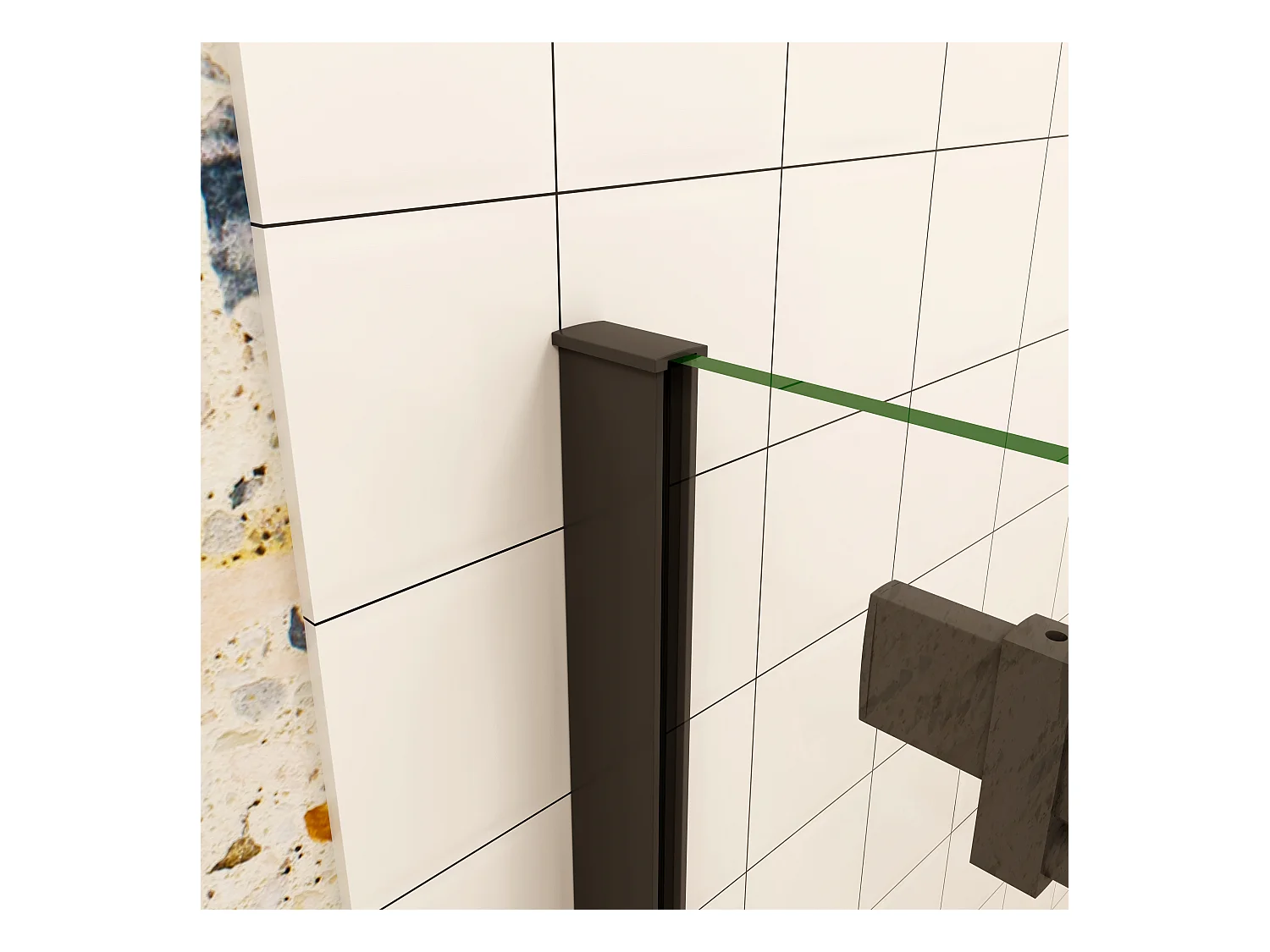 AICA porte de douche coulissante 120x200cm, noir mat style atelier, porte de douche coulissante noir en 8mm verre anticalcaire