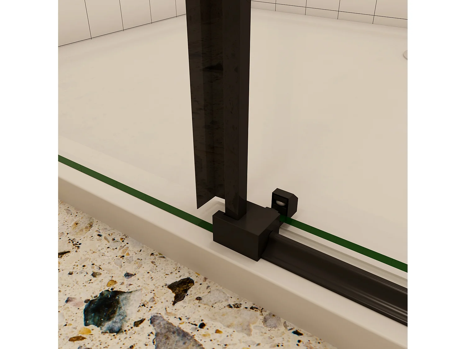 AICA porte de douche coulissante 120x200cm, noir mat style atelier, porte de douche coulissante noir en 8mm verre anticalcaire