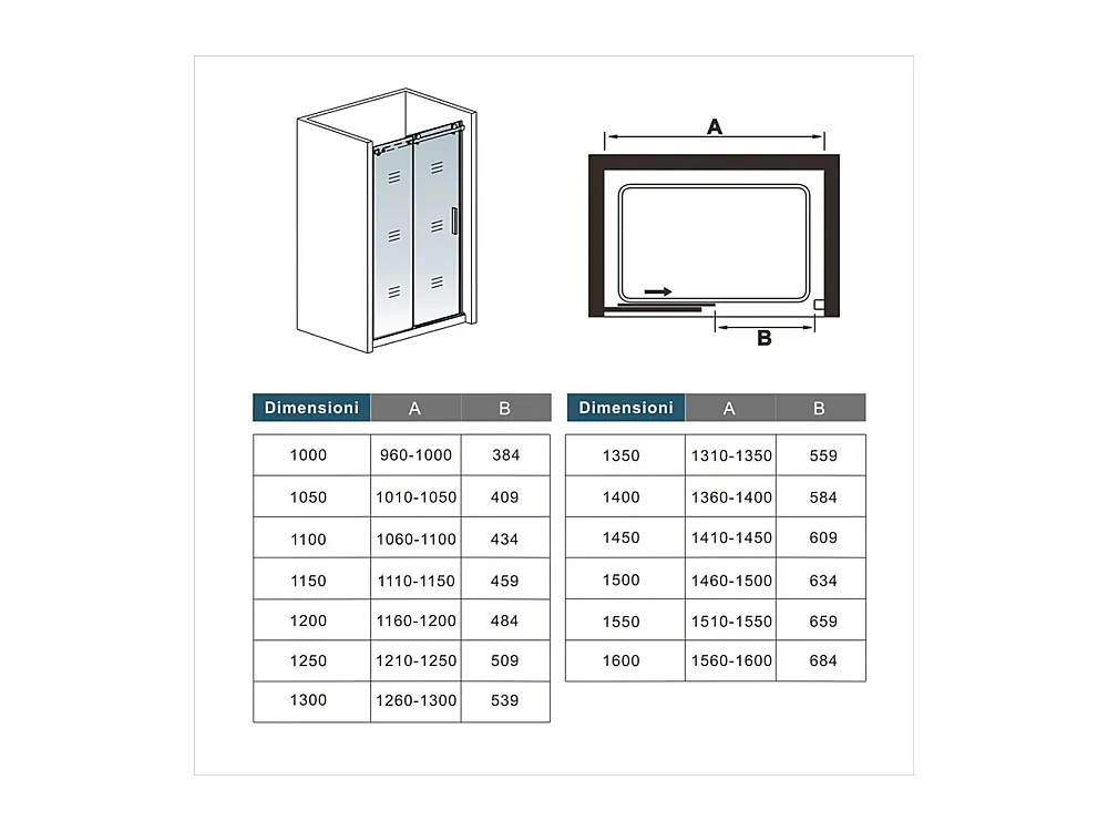 AICA porte de douche coulissante 120x200cm, noir mat style atelier, porte de douche coulissante noir en 8mm verre anticalcaire
