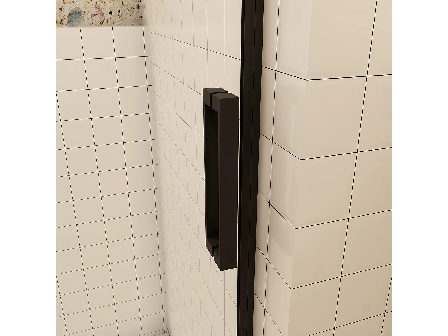 AICA porte de douche coulissante 120x200cm, noir mat style atelier, porte de douche coulissante noir en 8mm verre anticalcaire