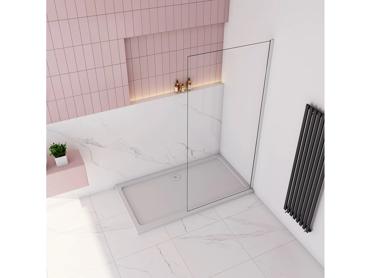 AICA paroi de douche à l'italienne fixe 140x200cm,style atelier,Profilé en aluminium chromé,en 8mm verre anticalcaire,sans receveur