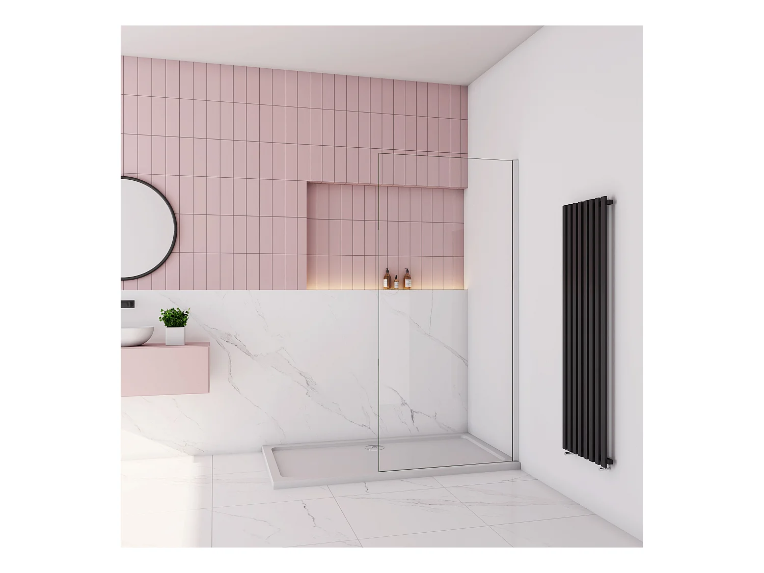 AICA paroi de douche à l'italienne fixe 130x200cm,style atelier,Profilé en aluminium chromé,en 8mm verre anticalcaire,sans receveur