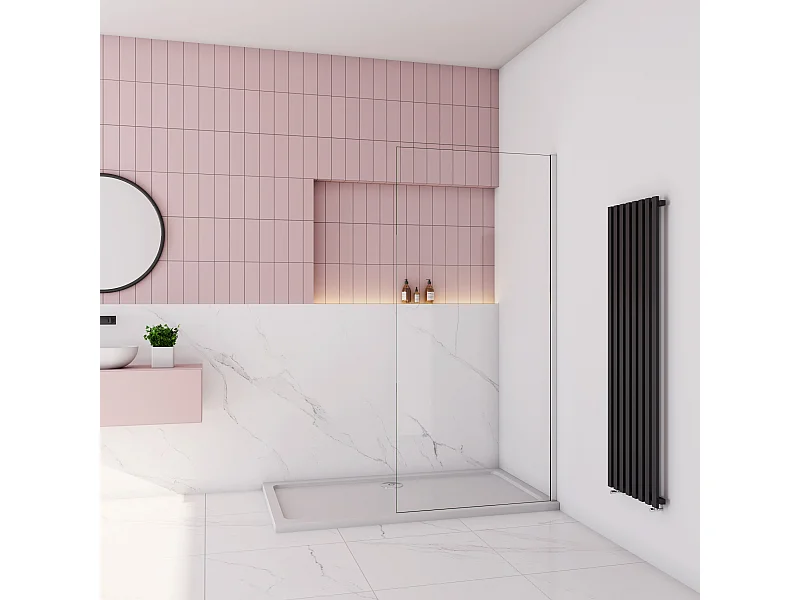 AICA paroi de douche à l'italienne fixe 60x200cm,style atelier,Profilé en aluminium chromé,en 8mm verre anticalcaire,sans receveur