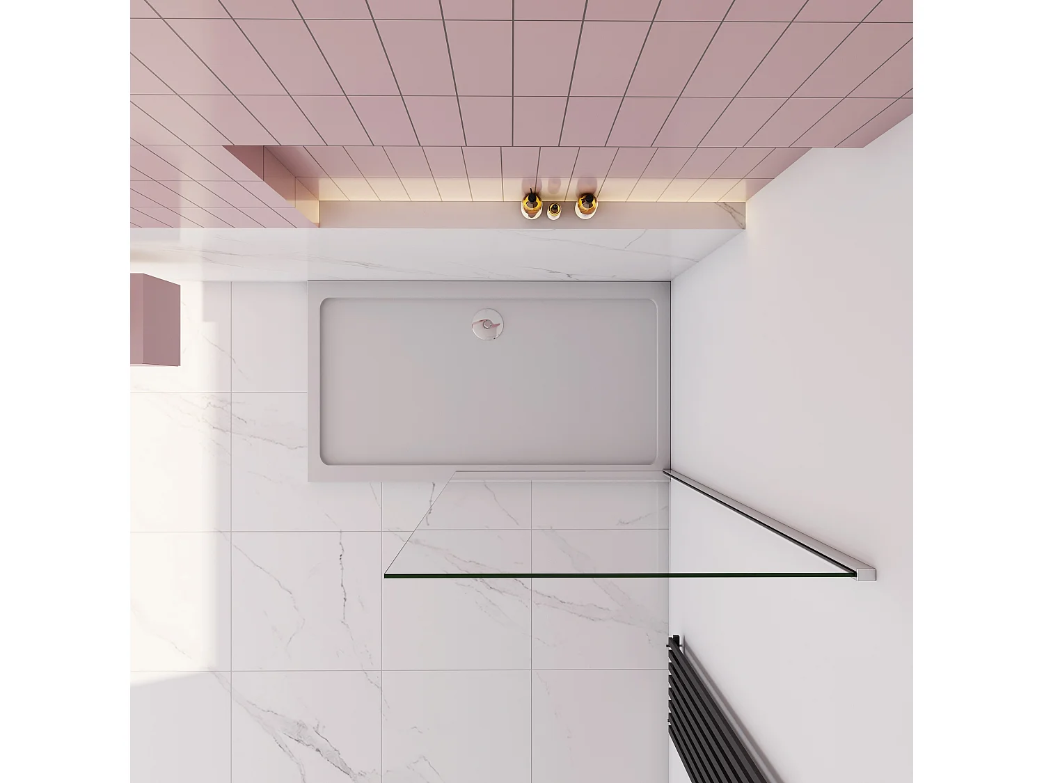 AICA paroi de douche à l'italienne fixe 110x200cm,style atelier,Profilé en aluminium chromé,en 8mm verre anticalcaire,sans receveur