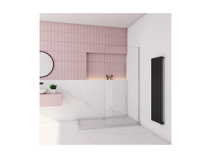 AICA paroi de douche à l'italienne fixe 30x200cm,style atelier,style atelier,Profilé en aluminium chromé,en 8mm verre anticalcaire,sans receveur