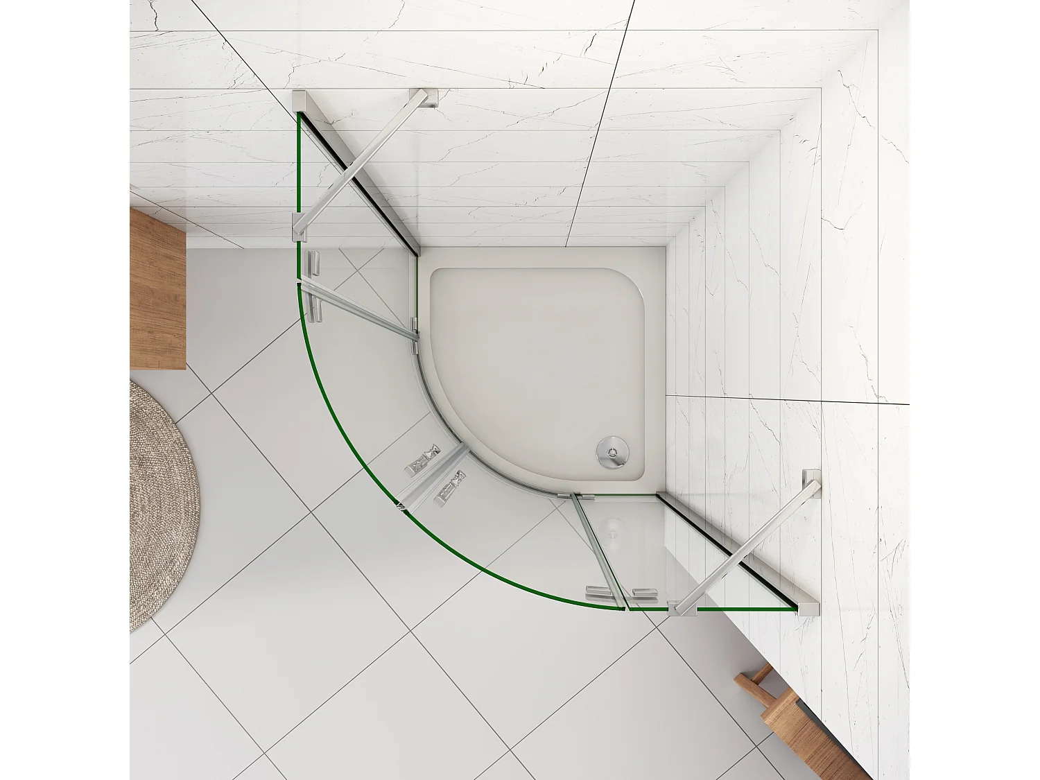 AICA Cabine de douche en quart de cercle chromé 90x90x195cm,Cabine de douche intégrale d'angle,porte de douche pivotante