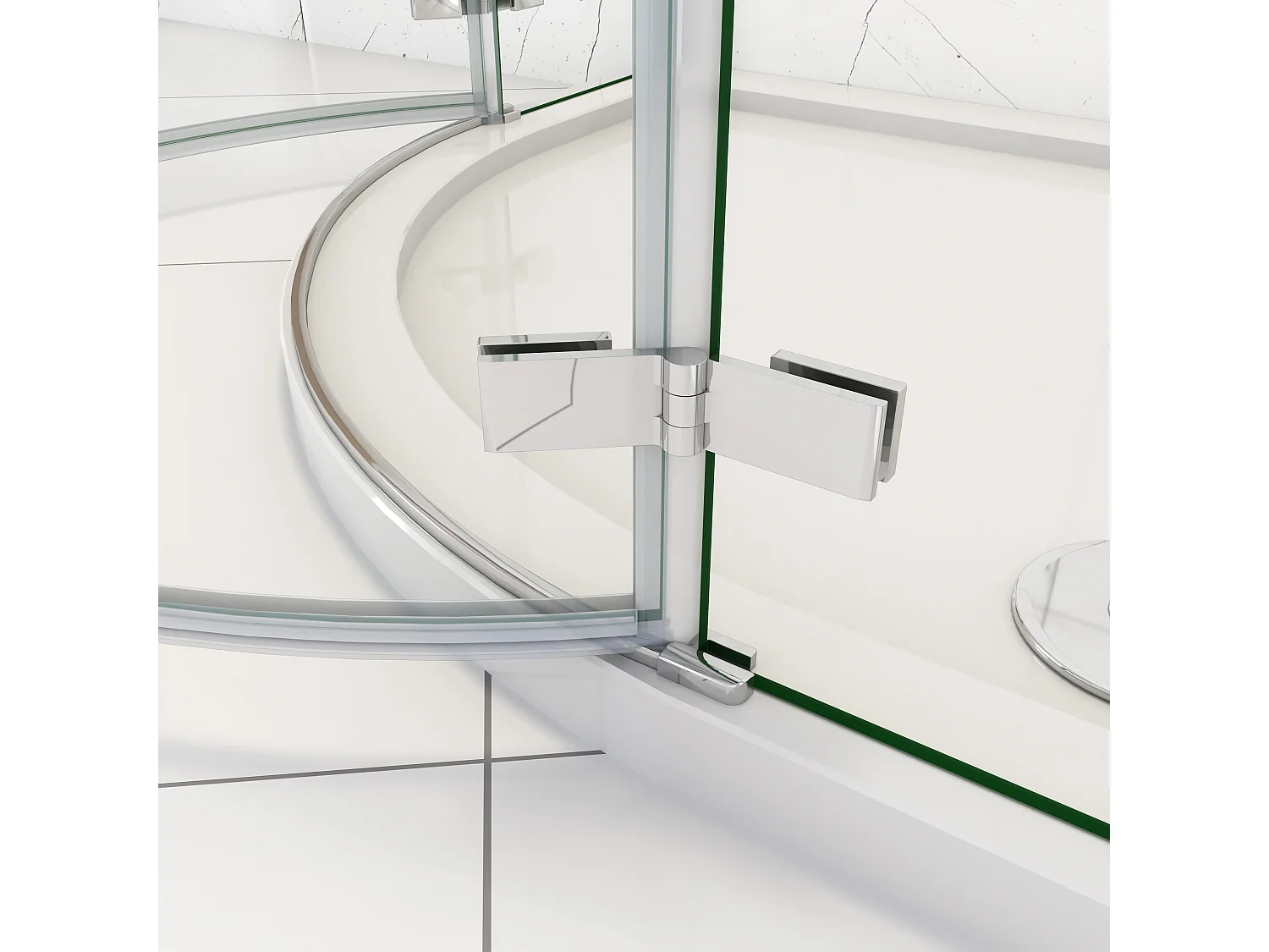 AICA Cabine de douche en quart de cercle chromé 90x90x195cm,Cabine de douche intégrale d'angle,porte de douche pivotante