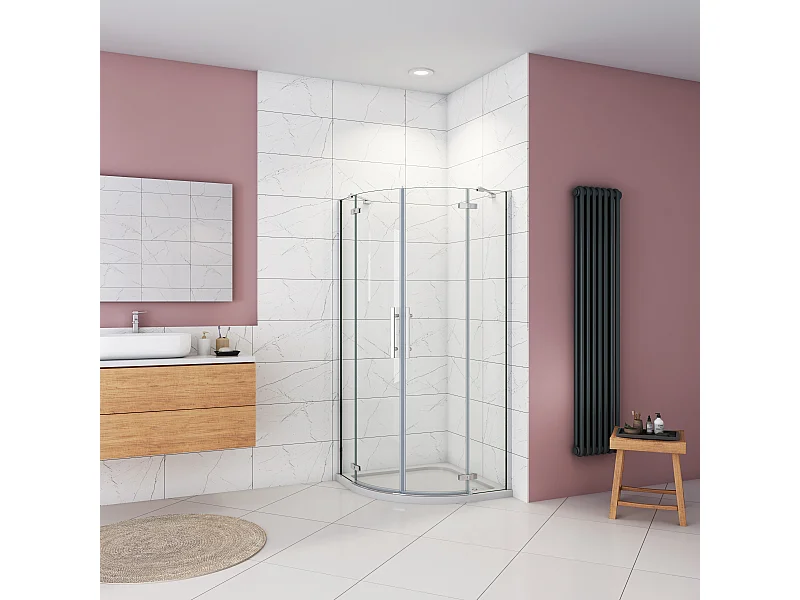 AICA Chrome Quadrant Douchecabine 90x90x195cm, Hoek Douchecabine, Draaibare Douchedeur