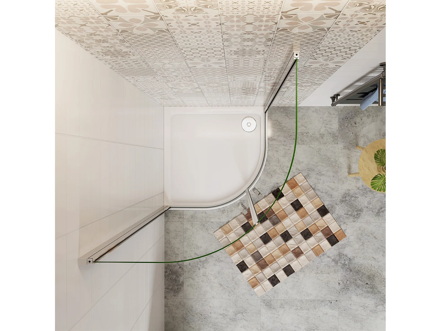 AICA Cabine de Douche Quart de Cercle 80x80x195 cm,Portes Pivotantes 180°, Verre Sécurisé 6 mm