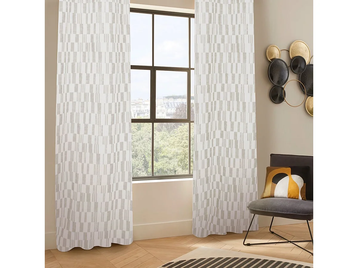 Rideau Jacquard à Œillets "Leyna" 140x260cm Beige Lin