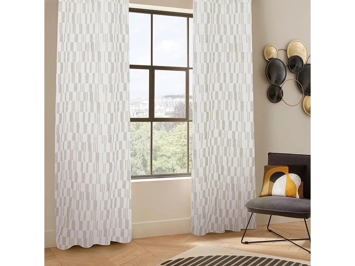 Rideau Jacquard à Œillets "Leyna" 140x260cm Beige Lin