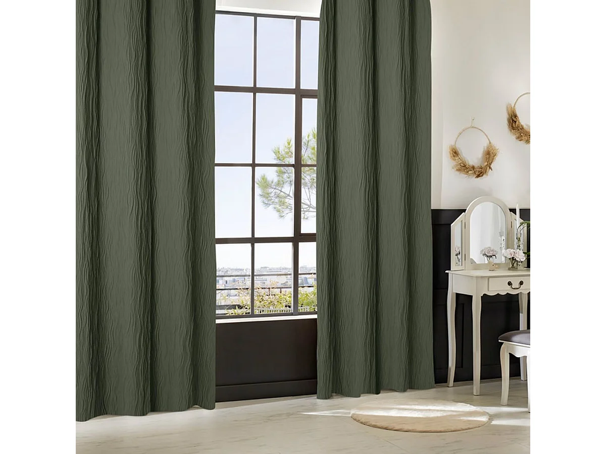 Rideau Plissé à Œillets "Maëly" 135x260cm Vert Kaki