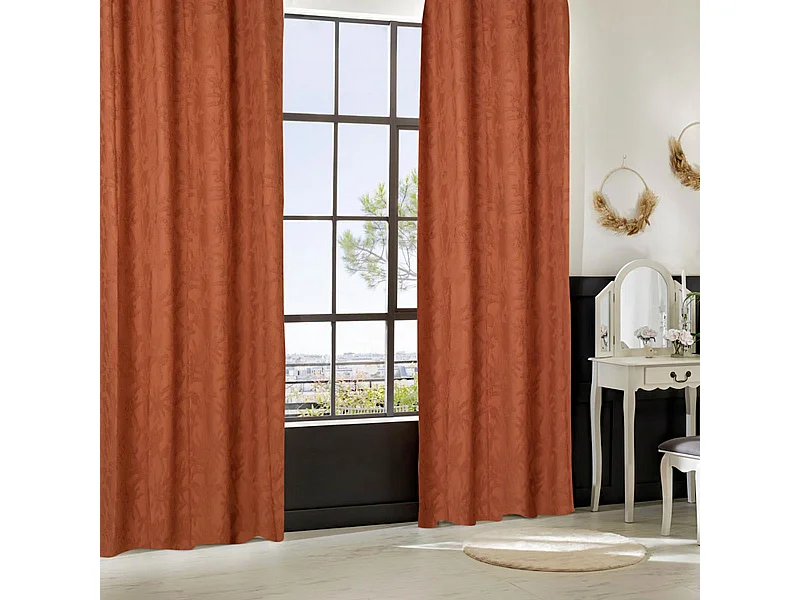 Rideau à Œillets Tufté "Willow" 135x260cm Terracotta