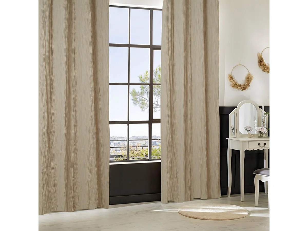 Rideau Plissé à Œillets "Maëly" 135x260cm Beige Lin