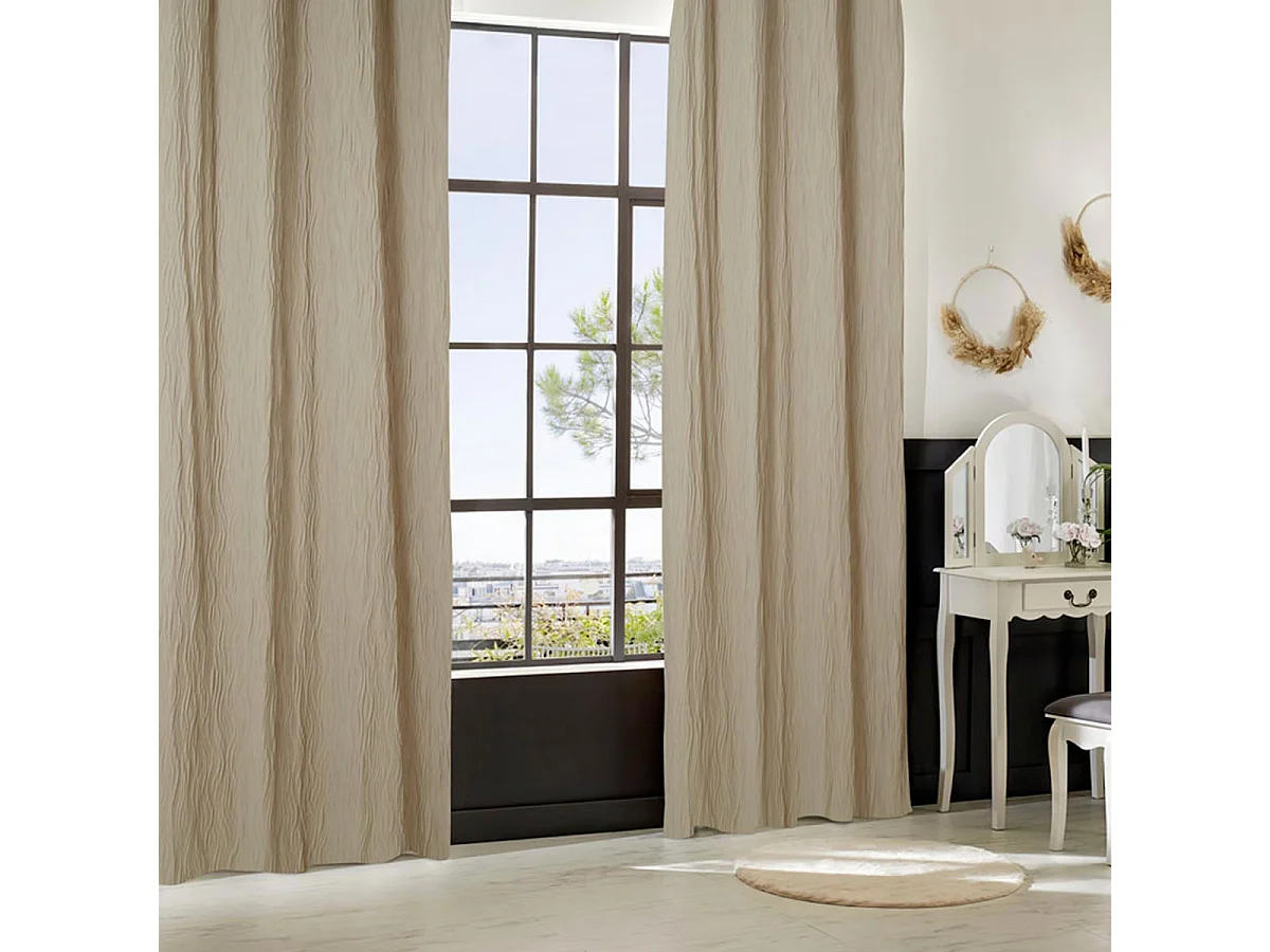 Rideau Plissé à Œillets "Maëly" 135x260cm Beige Lin