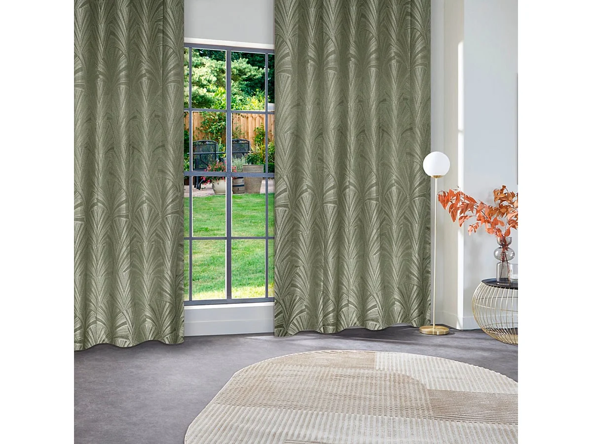 Rideau Occultant à Œillets "Effie" 140x260cm Vert Kaki