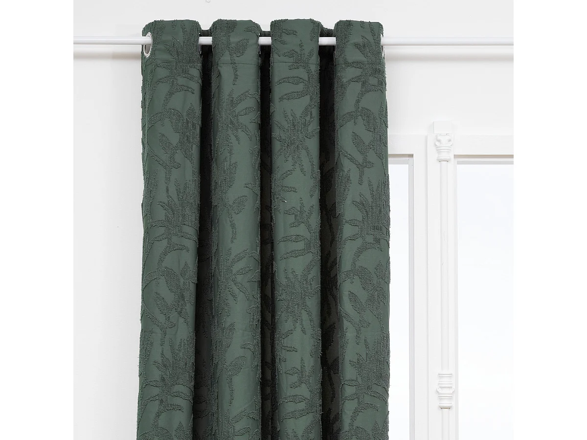 Rideau à Œillets Tufté "Willow" 135x260cm Vert Kaki