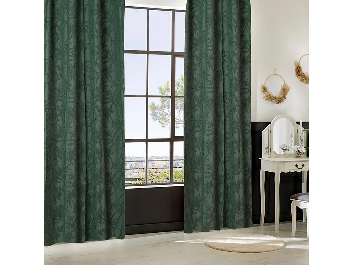 Rideau à Œillets Tufté "Willow" 135x260cm Vert Kaki