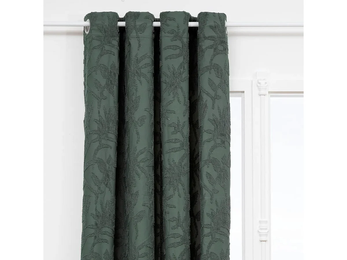 Rideau à Œillets Tufté "Willow" 135x260cm Vert Kaki
