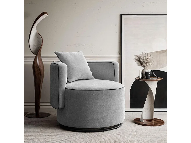 DREHSESSEL Dolce hellgrau velour