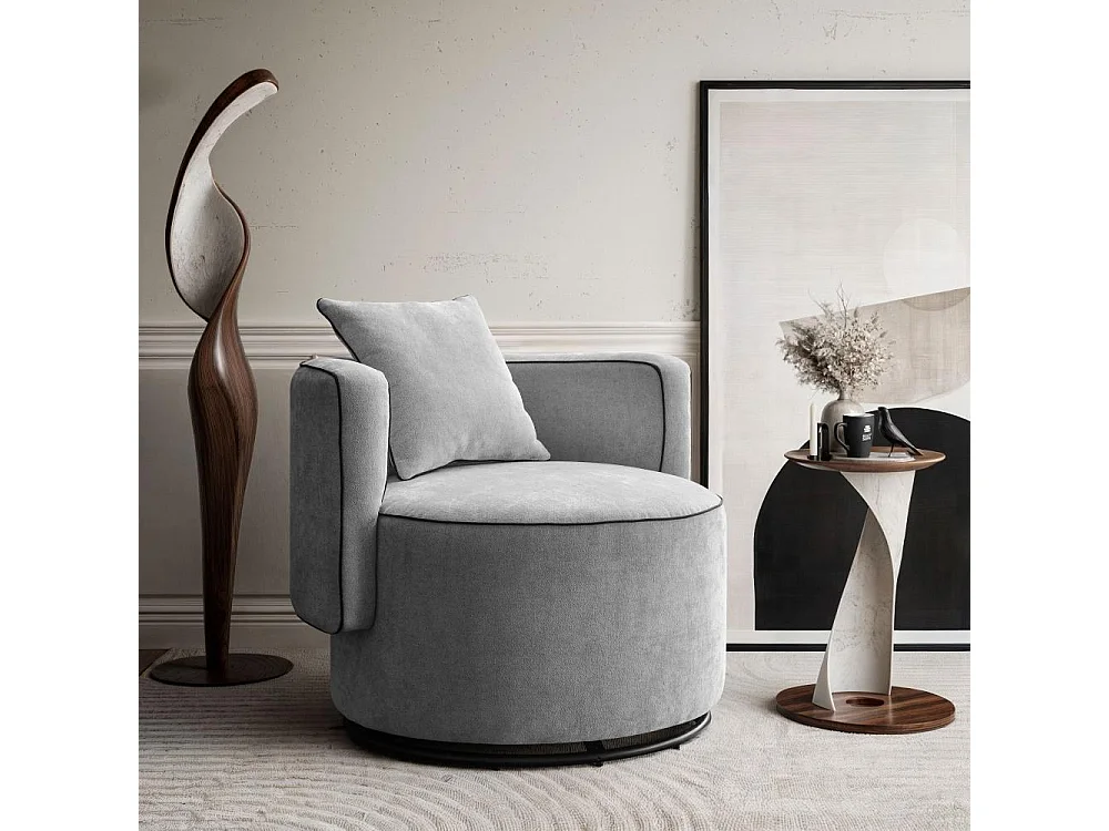 DREHSESSEL Dolce hellgrau velour