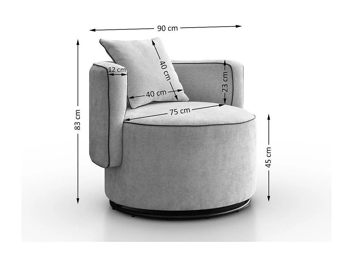 DREHSESSEL Dolce hellgrau velour