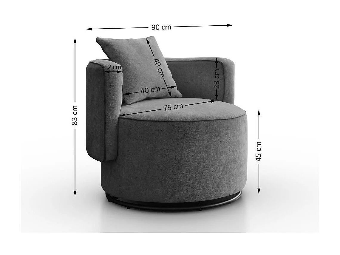 DREHSESSEL Dolce dunkelgrau velour