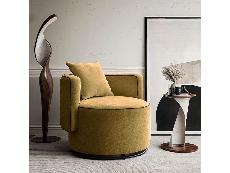 FAUTEUIL RELEVEUR Dolce jaune moutarde velours