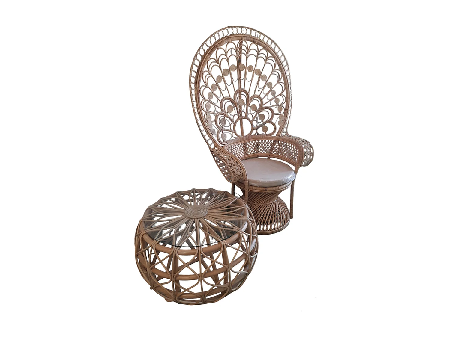 Chaise Furnilux - Rotin Beige 110x55x160 cm - Paon