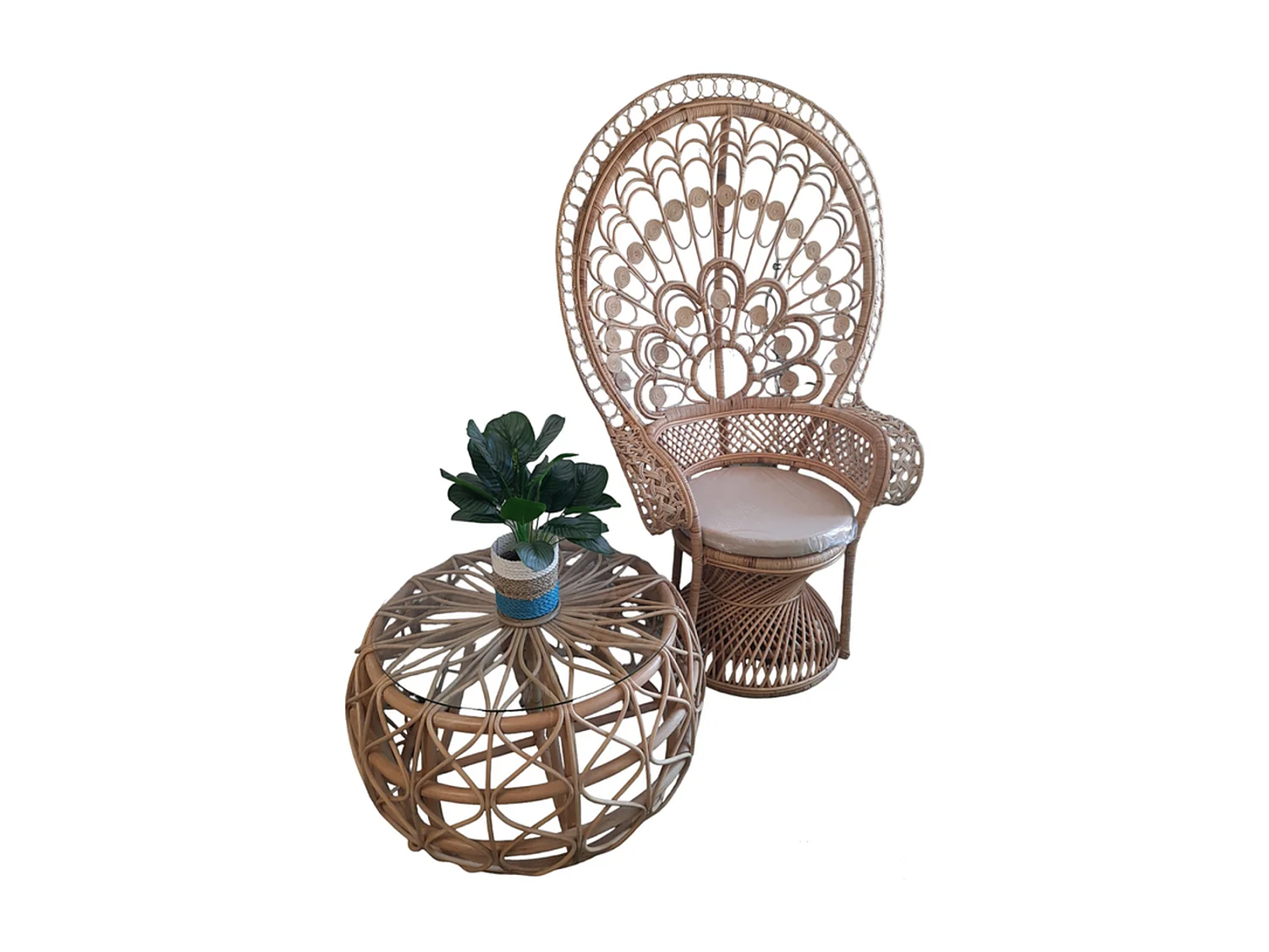 Furnilux Stuhl - Rattan Beige - 110x55x160 cm