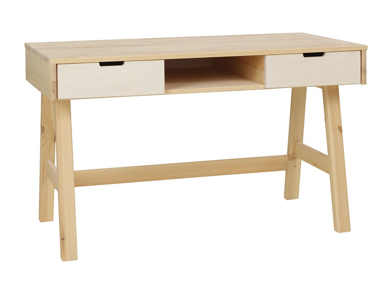 Malmo Holzschreibtisch mit Schubladen, Kiefer und weiß gekalkte Farbe