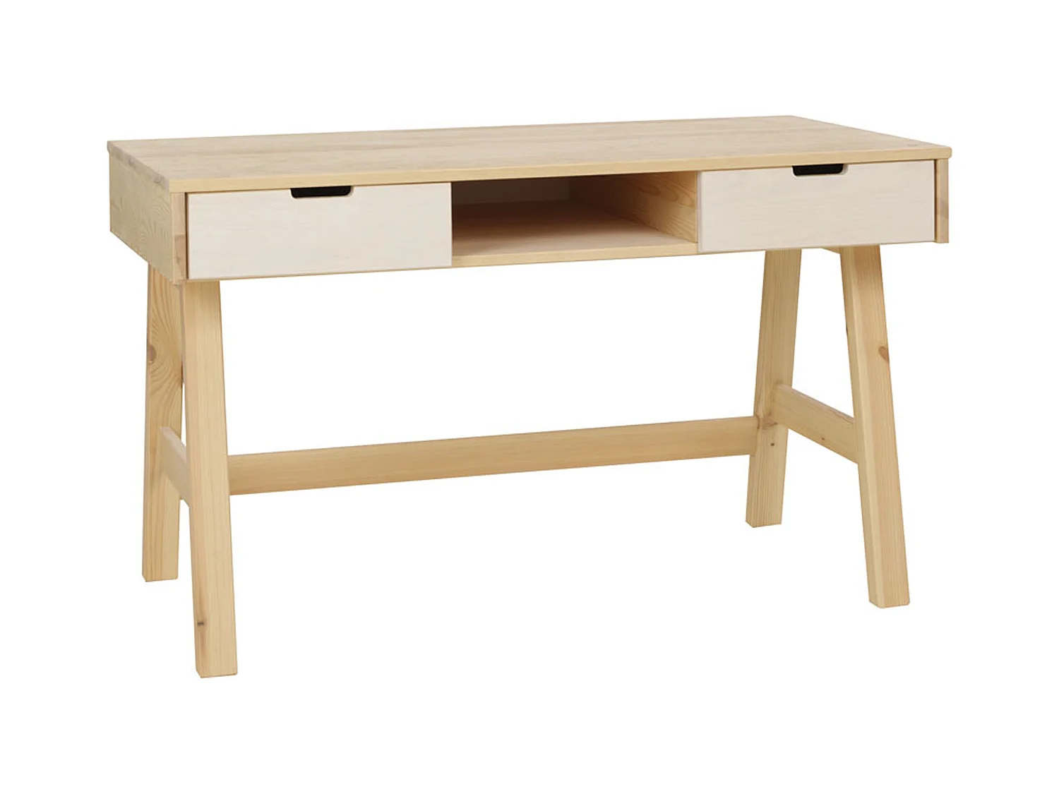 Bureau Malmo en bois avec tiroirs, pin et couleur chaulée