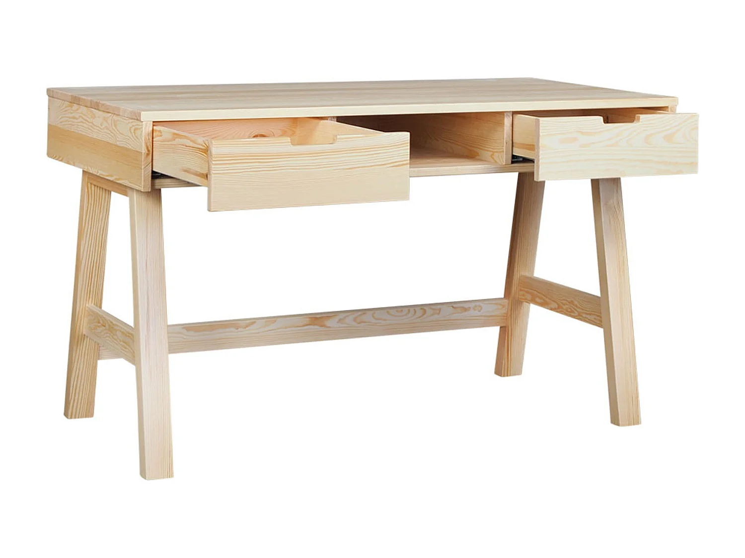 Bureau en bois Malmo avec tiroirs, couleur pin