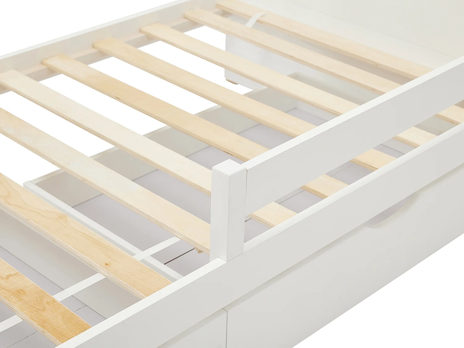 Lit tipi 90 x 190 cm avec tiroirs - Pin et MDF - Coloris : Blanc et naturel + Matelas - LUANCO