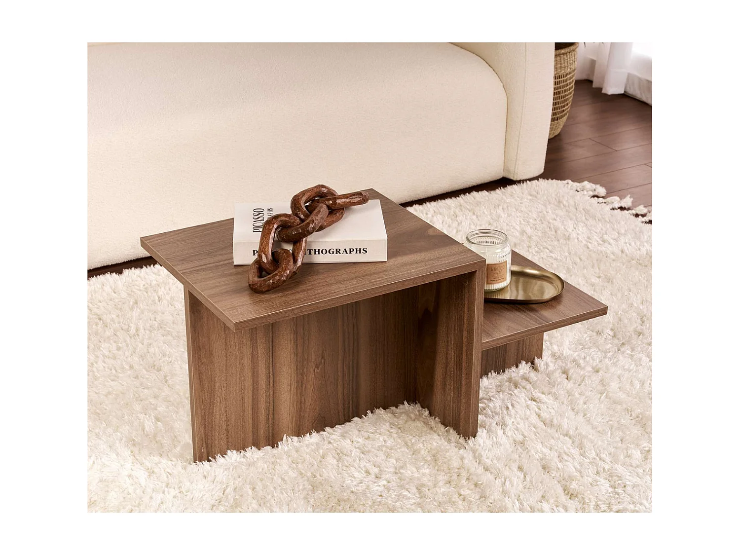 Table basse 2 niveaux L77 cm - HARMONY