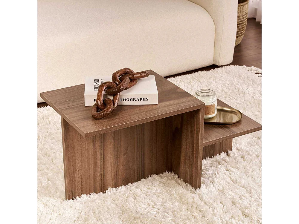 Table basse 2 niveaux L77 cm - HARMONY