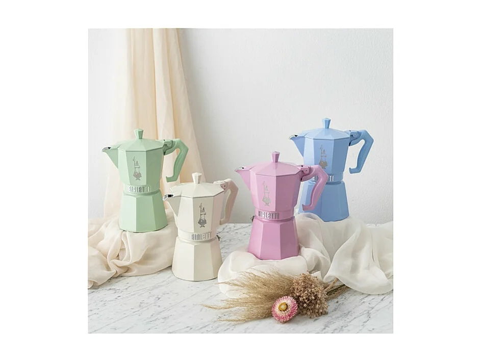 Ekspres do Kawy Moka Exclusive w Kolorze Pastelowym Niebieskim 3 T Bialetti - Włoska Kolekcja Vintage