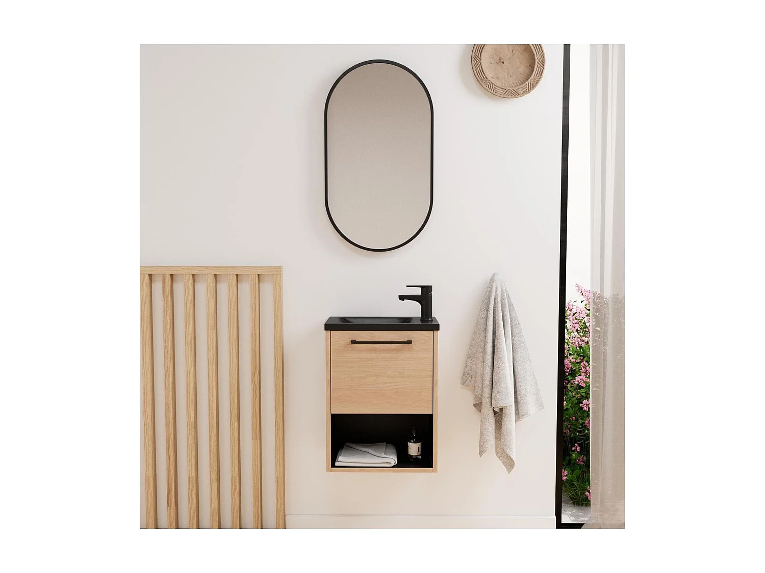 Gruppo lavabo NIKA con nicchia e specchio ovale