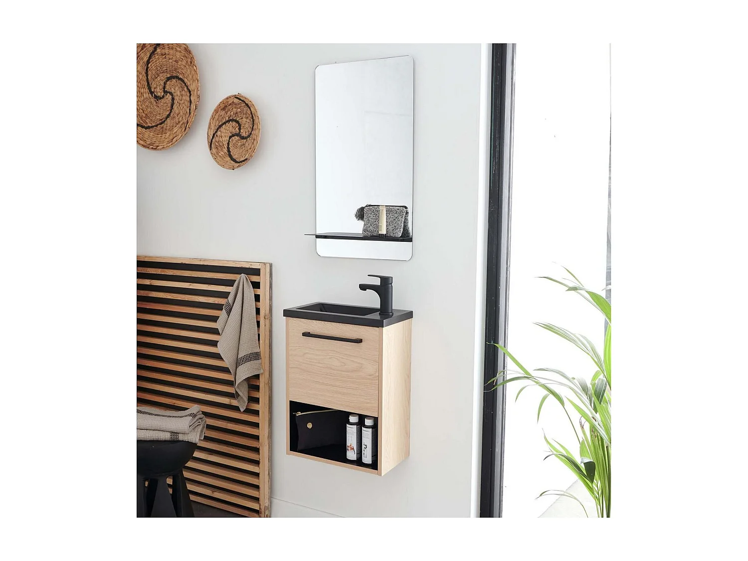 Ensemble lave-mains NIKA avec niche et miroir tablette