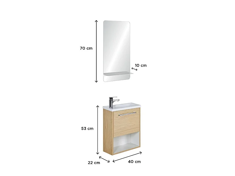 Conjunto de lavabo NIKA con nicho y estante de espejo