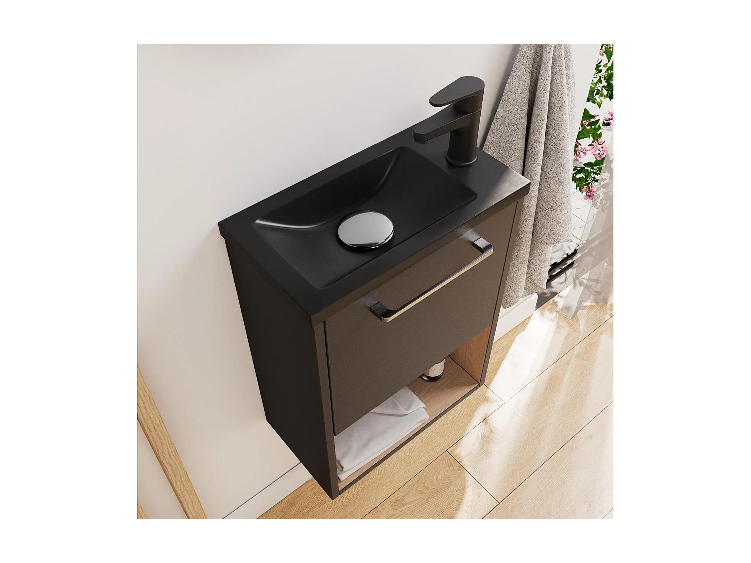 Conjunto de lavabo NIKA con nicho y espejo ovalado