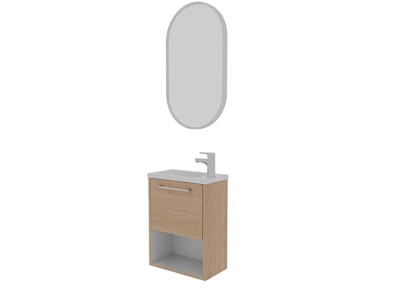 Gruppo lavabo NIKA con nicchia e specchio ovale