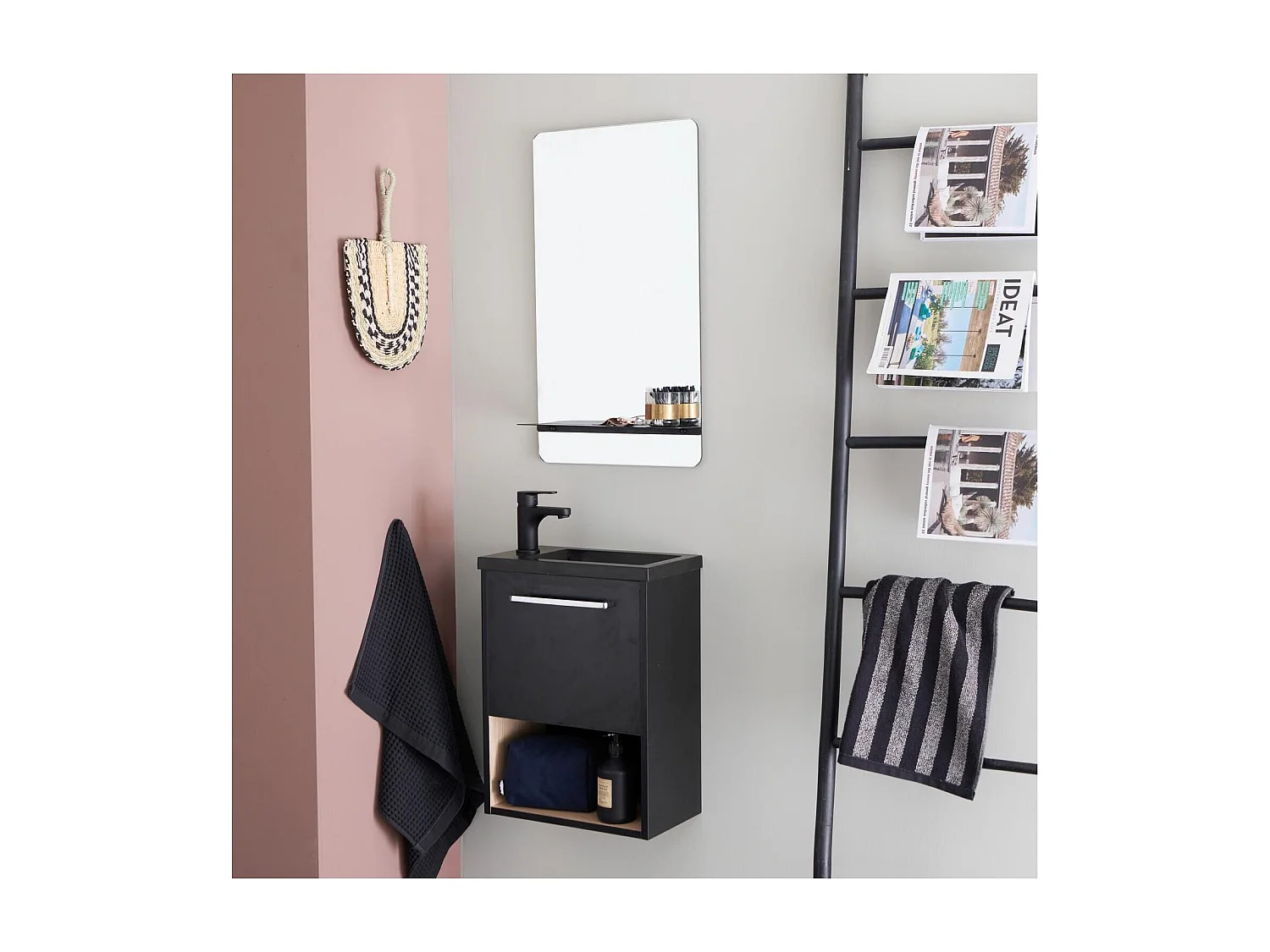 Ensemble lave-mains NIKA avec niche et miroir tablette