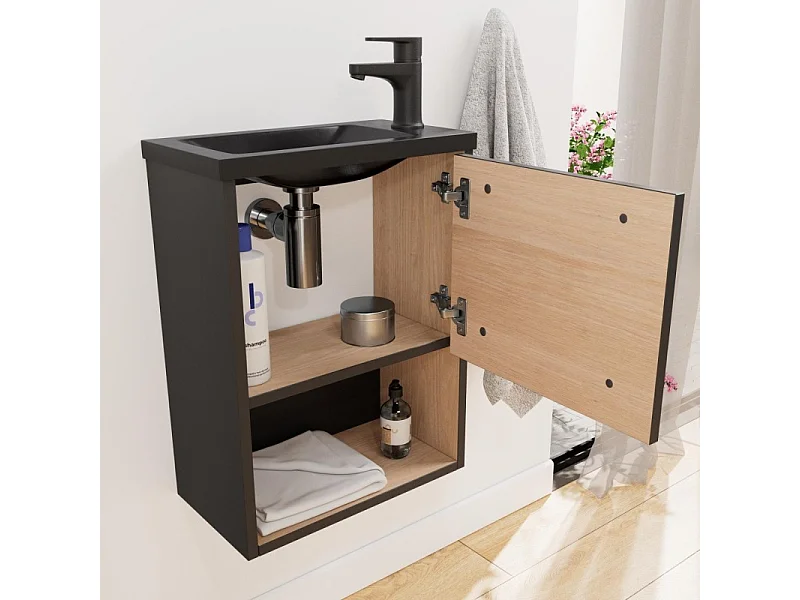 Ensemble lave-mains NIKA avec niche et miroir tablette