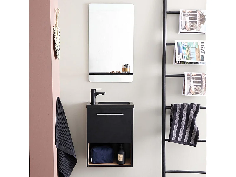 Ensemble lave-mains avec niche et miroir tablette