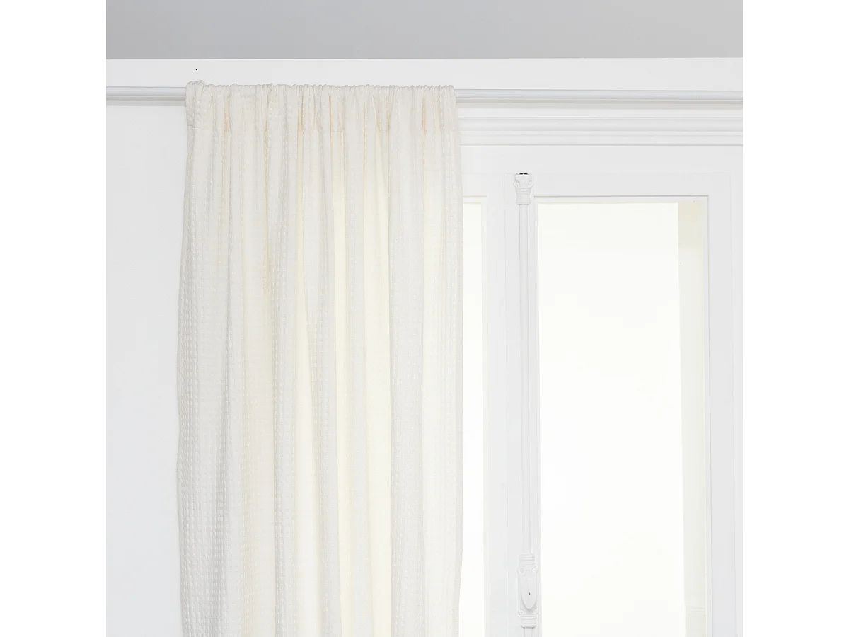 Rideau Nid d'Abeille "Widdy" 130x260cm Blanc