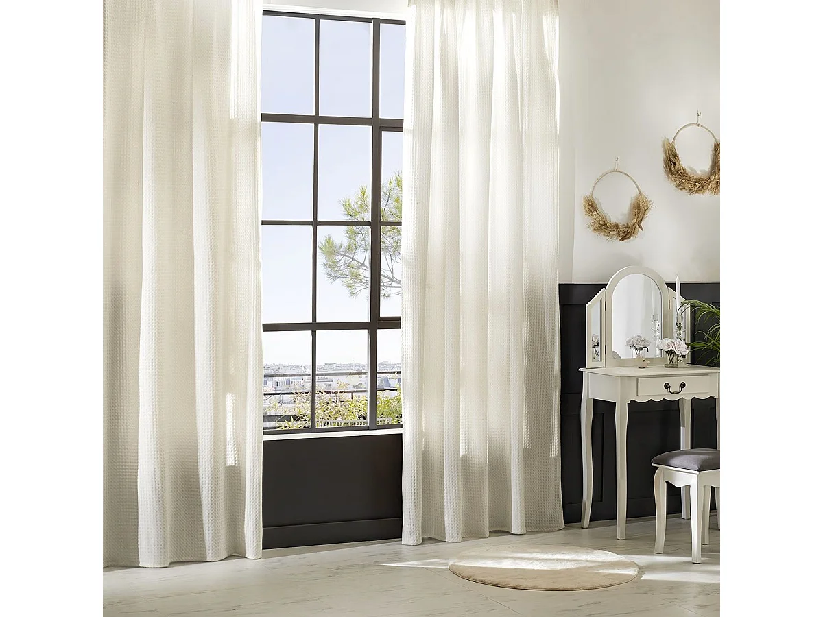 Rideau Nid d'Abeille "Widdy" 130x260cm Blanc