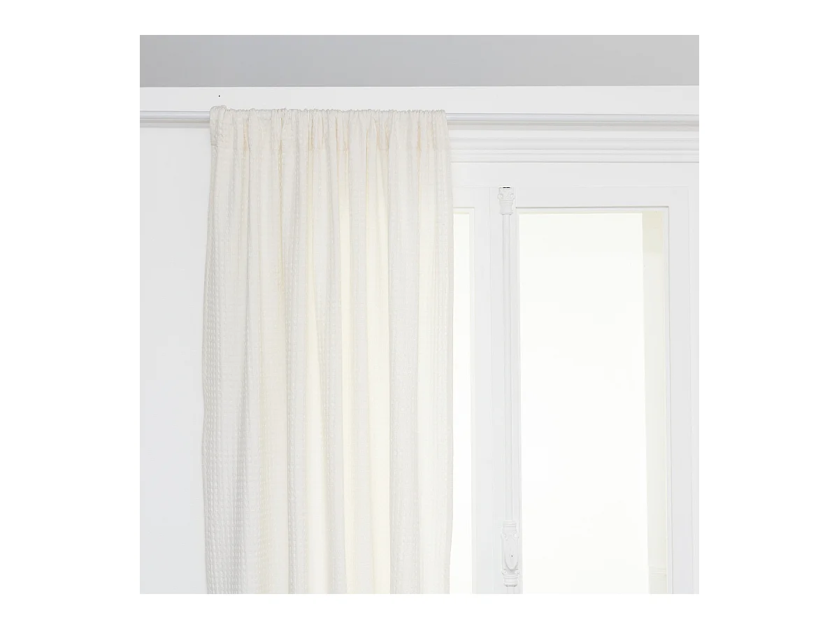 Rideau Nid d'Abeille "Widdy" 130x260cm Blanc
