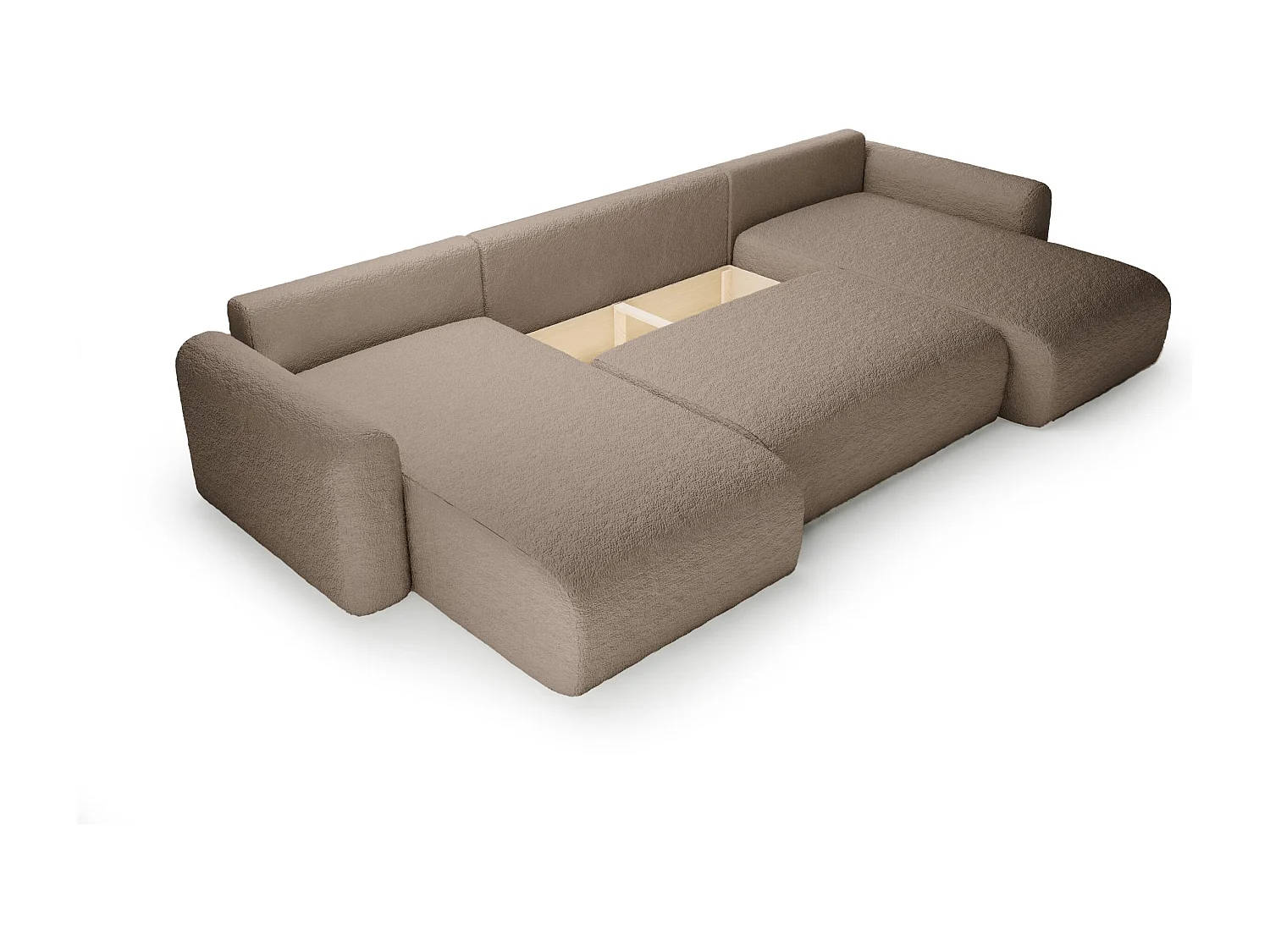 CANAPÉ D'ANGLE avec fonction de couchage 8 places Carpin U SALON, Marron