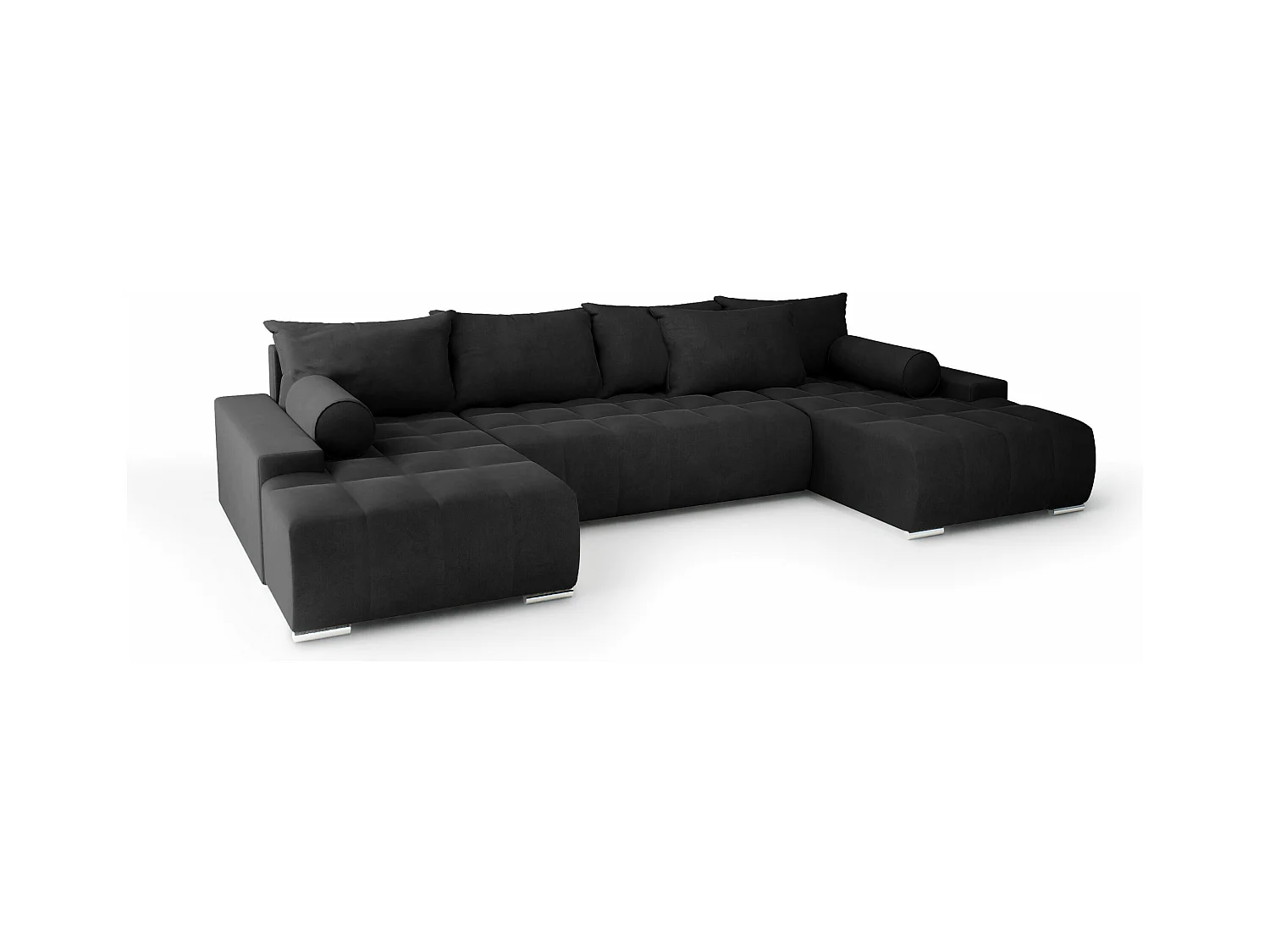 CANAPÉ PANORAMIQUE Deia U Tissu Velours, Noir